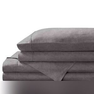 NWOT-Brielle Home Heather 100% Organic Cotton FULL/DOUBLE sheets set CHARCOAL